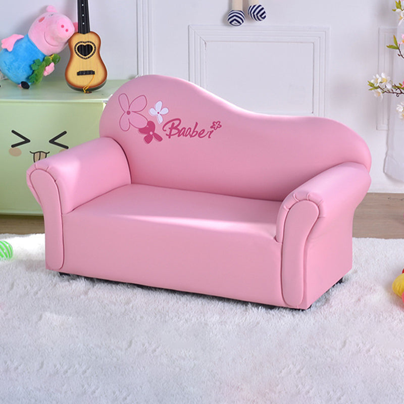 Modern Minimalist Rectangular Curved Solid Wood PU Leather Kids Sofa Backrest Armrest For Living Room Cuvalon