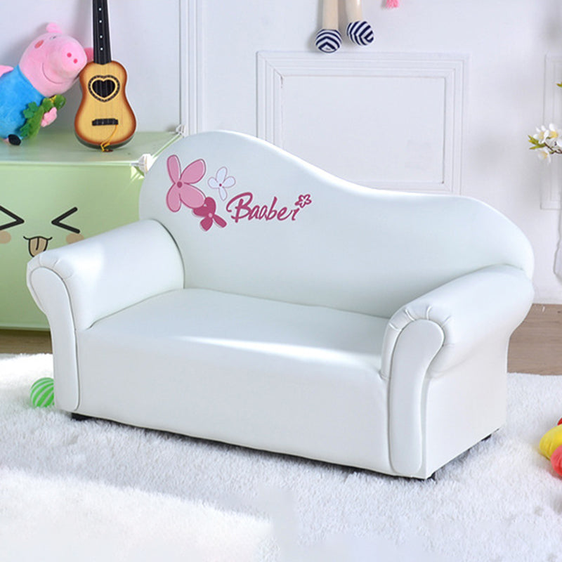 Modern Minimalist Rectangular Curved Solid Wood PU Leather Kids Sofa Backrest Armrest For Living Room Cuvalon