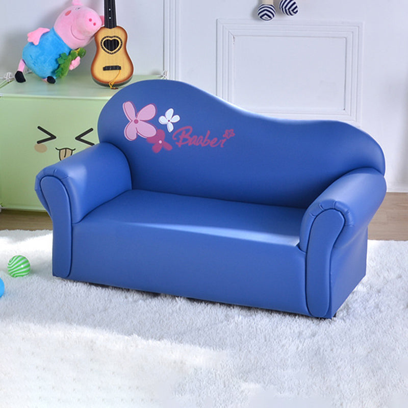Modern Minimalist Rectangular Curved Solid Wood PU Leather Kids Sofa Backrest Armrest For Living Room Cuvalon