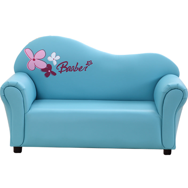 Modern Minimalist Rectangular Curved Solid Wood PU Leather Kids Sofa Backrest Armrest For Living Room Cuvalon