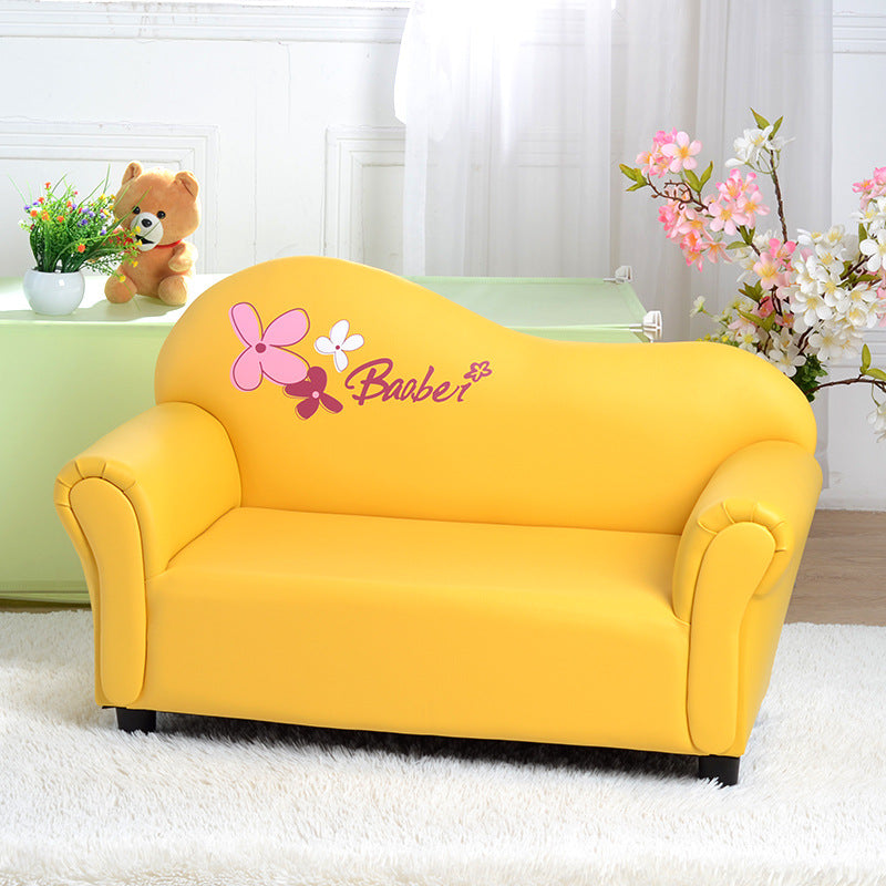 Modern Minimalist Rectangular Curved Solid Wood PU Leather Kids Sofa Backrest Armrest For Living Room Cuvalon