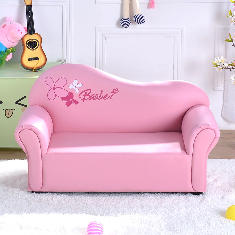 Modern Minimalist Rectangular Curved Solid Wood PU Leather Kids Sofa Backrest Armrest For Living Room Cuvalon