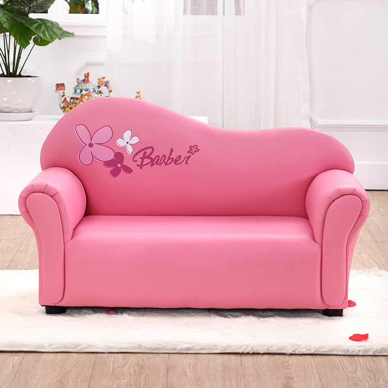 Modern Minimalist Rectangular Curved Solid Wood PU Leather Kids Sofa Backrest Armrest For Living Room Cuvalon