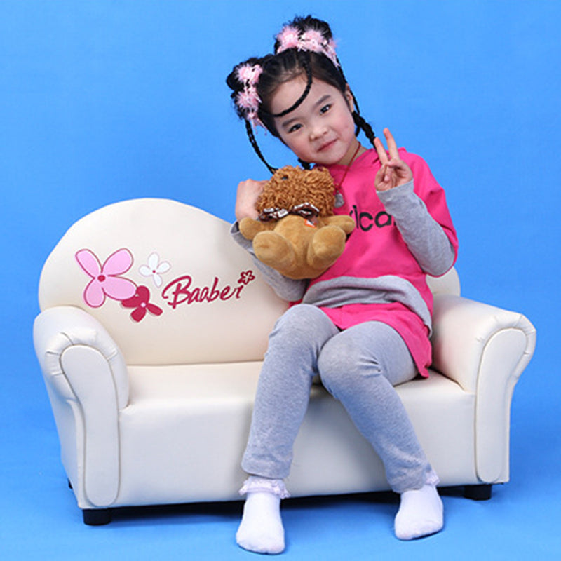 Modern Minimalist Rectangular Curved Solid Wood PU Leather Kids Sofa Backrest Armrest For Living Room Cuvalon