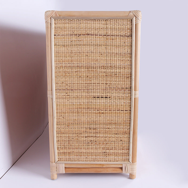 Contemporary Boho Natural Rattan Wooden Storage Cabinet - Rectangular Handwoven Indonesian Rattan Storage Unit For Living Room Cuvalon