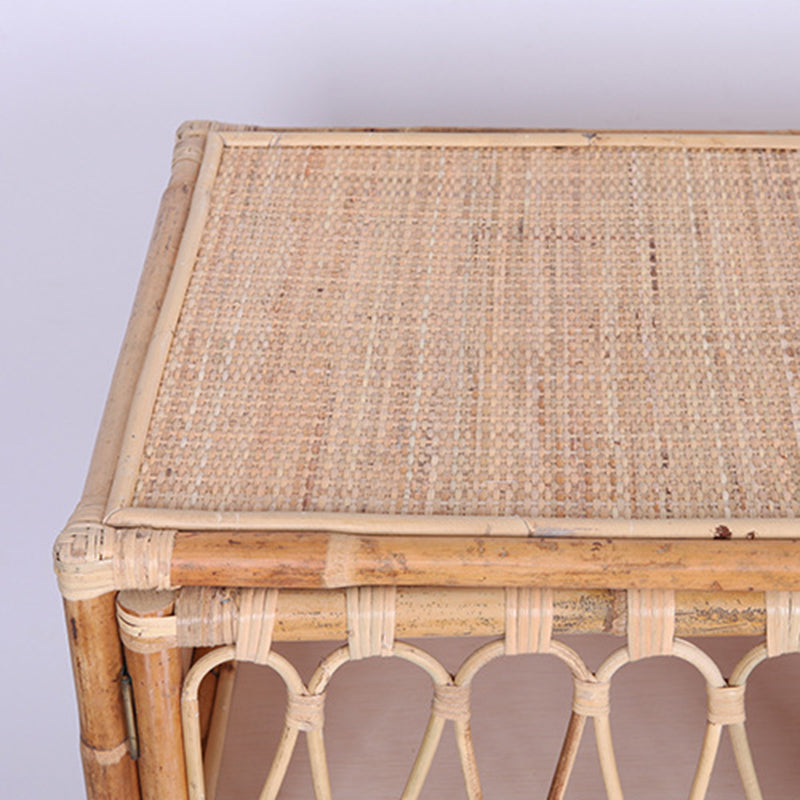 Contemporary Coastal Natural Rattan Handwoven Indonesian Rattan Storage Cabinet - Rectangular Curved Legs Cabinet For Living Room Cuvalon