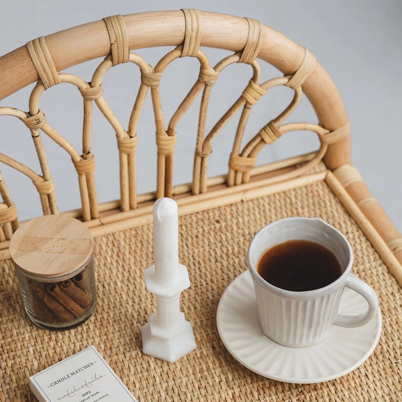 Contemporary Coastal Natural Rattan Handwoven Indonesian Rattan Side Table - Curved With V-Pattern Weave End Table For Living Room Cuvalon
