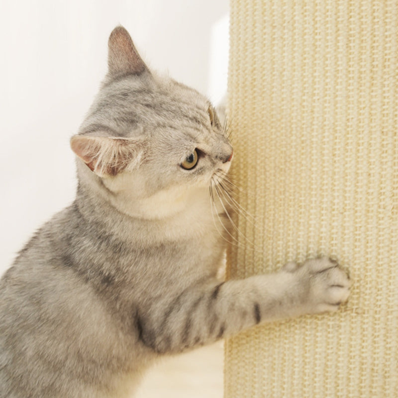 Modern Minimalist Roman Cylindrical Solid Wood Sisal Rope Cat Tower For Bedroom Cuvalon