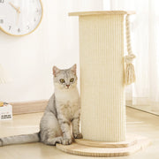 Modern Minimalist Roman Cylindrical Solid Wood Sisal Rope Cat Tower For Bedroom Cuvalon
