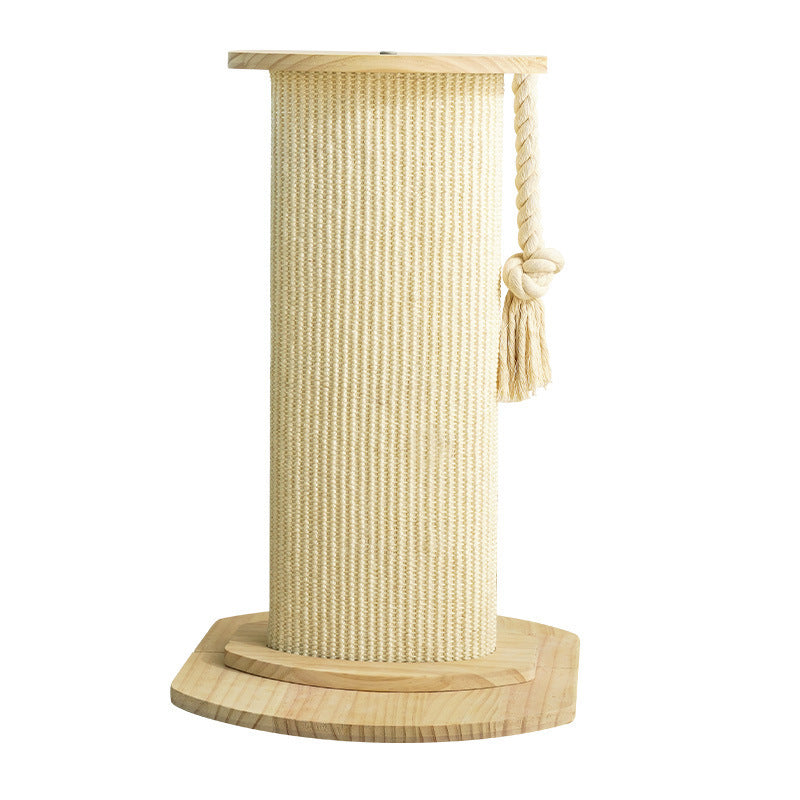 Modern Minimalist Roman Cylindrical Solid Wood Sisal Rope Cat Tower For Bedroom Cuvalon