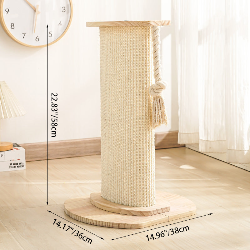 Modern Minimalist Roman Cylindrical Solid Wood Sisal Rope Cat Tower For Bedroom Cuvalon