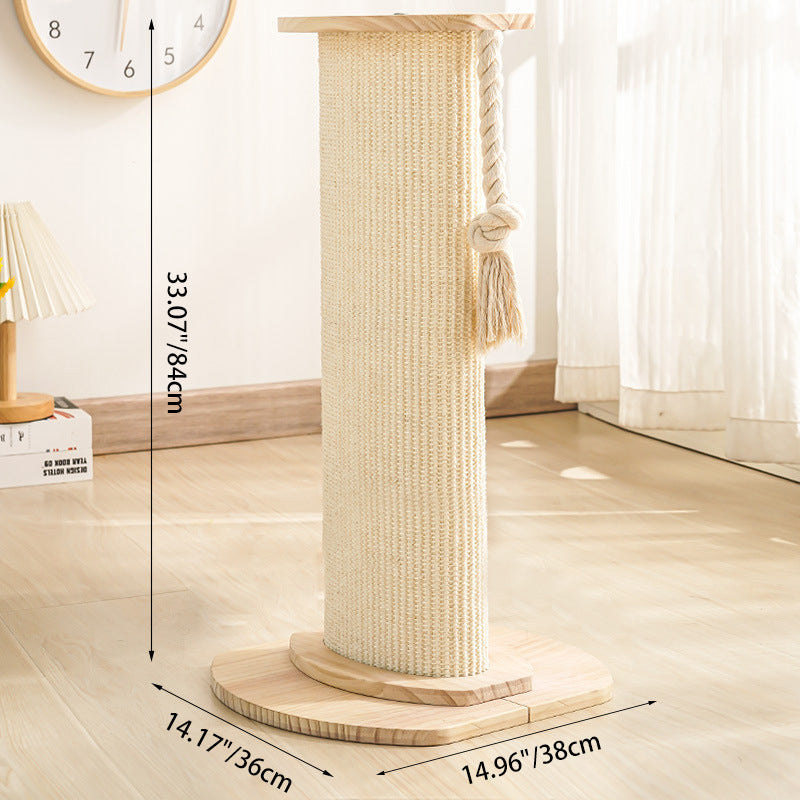 Modern Minimalist Roman Cylindrical Solid Wood Sisal Rope Cat Tower For Bedroom Cuvalon