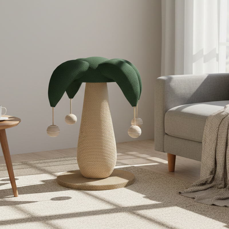 Contemporary Creative Cylindrical Mushroom-Shaped Clown Hat Medium Density Fiberboard Hemp Rope Cat Tower For Bedroom Cuvalon