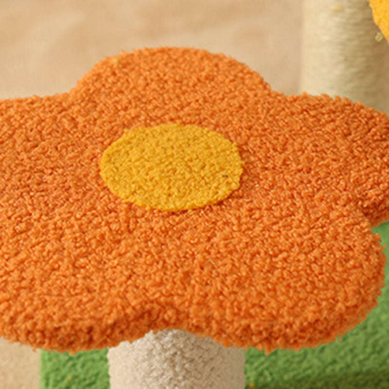 Contemporary Creative Cylindrical Pumpkin Bee Flower Design Teddy Plush PVC Sisal Rope Cat Tree For Bedroom Cuvalon