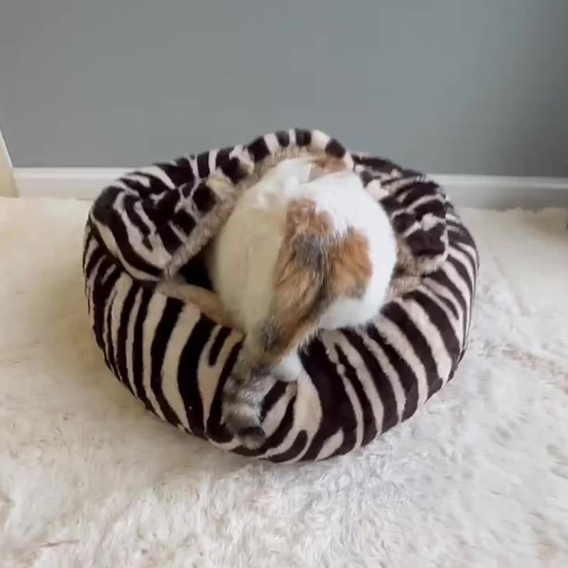 Contemporary Creative Round Arctic Fleece Long-Pile Plush Lambswool PP Cotton Colorful Warmth Pet Cat Bed Dog Bed For Bedroom Cuvalon