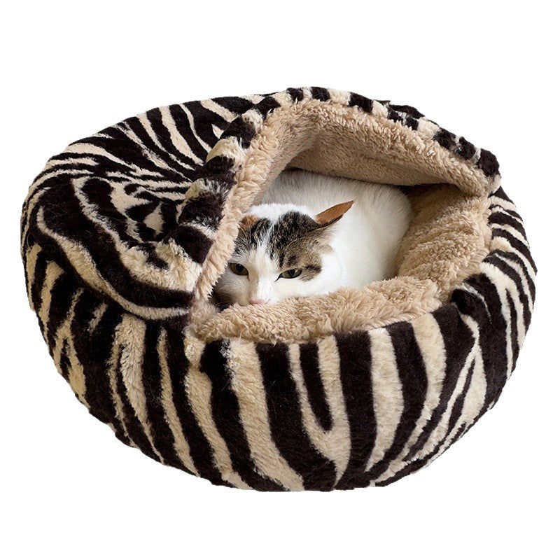 Contemporary Creative Round Arctic Fleece Long-Pile Plush Lambswool PP Cotton Colorful Warmth Pet Cat Bed Dog Bed For Bedroom Cuvalon