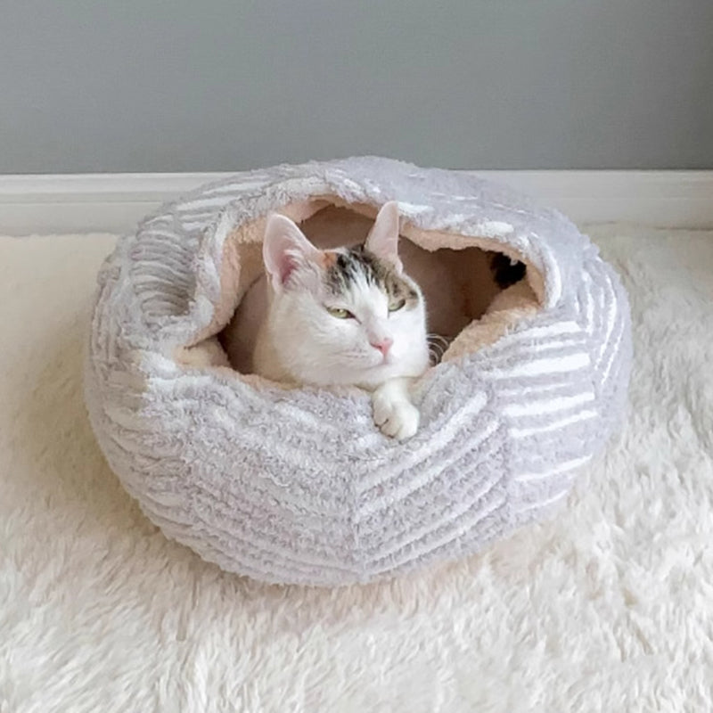 Contemporary Creative Round Arctic Fleece Long-Pile Plush Lambswool PP Cotton Colorful Warmth Pet Cat Bed Dog Bed For Bedroom Cuvalon