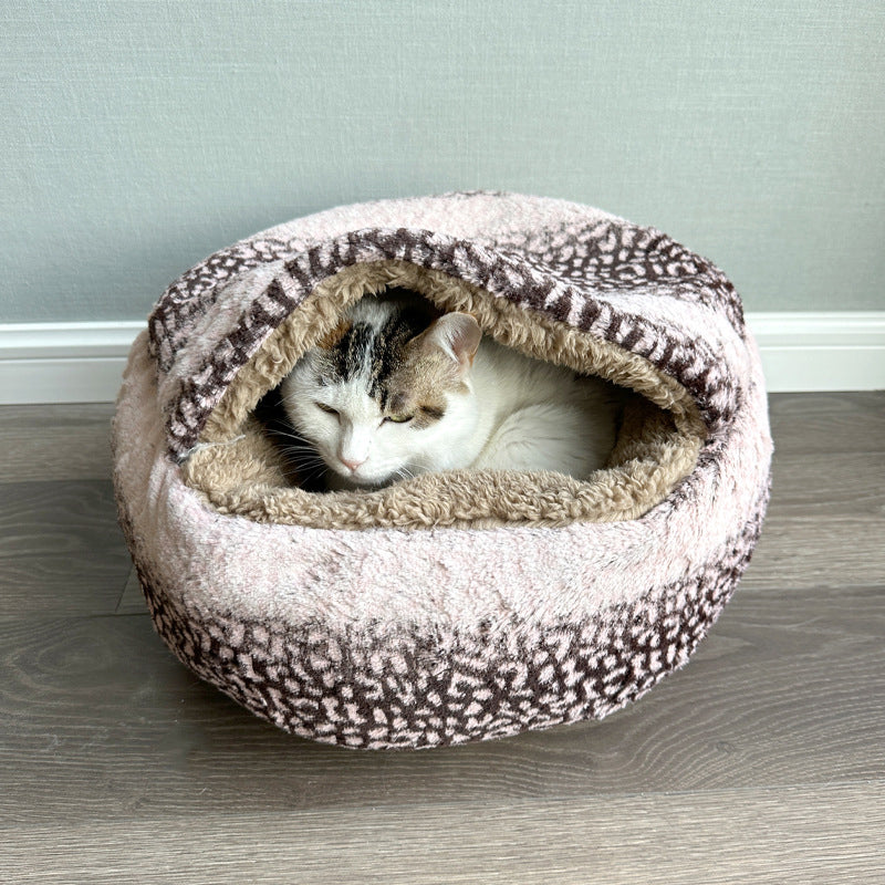 Contemporary Creative Round Arctic Fleece Long-Pile Plush Lambswool PP Cotton Colorful Warmth Pet Cat Bed Dog Bed For Bedroom Cuvalon
