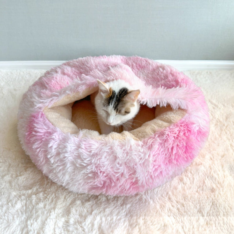 Contemporary Creative Round Arctic Fleece Long-Pile Plush Lambswool PP Cotton Colorful Warmth Pet Cat Bed Dog Bed For Bedroom Cuvalon