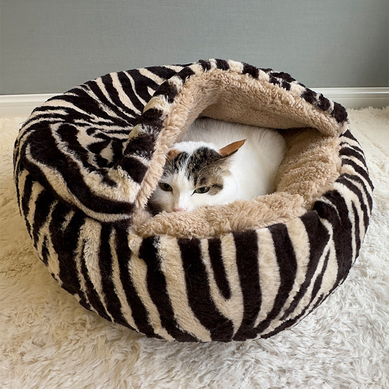 Contemporary Creative Round Arctic Fleece Long-Pile Plush Lambswool PP Cotton Colorful Warmth Pet Cat Bed Dog Bed For Bedroom Cuvalon