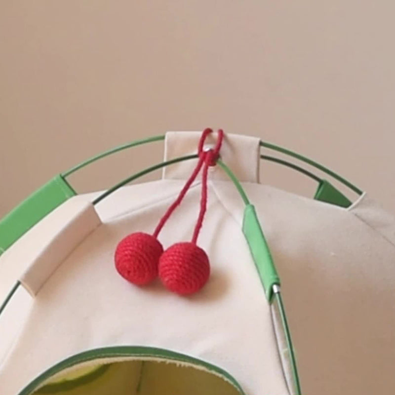Contemporary Creative Cylindrical Canvas Plush Fabric Hemp Rope Fiberglass Pole Pet Tent Cat Bed For Bedroom Cuvalon
