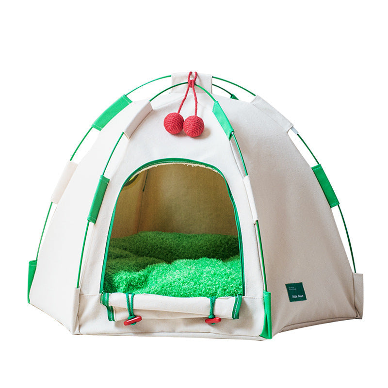 Contemporary Creative Cylindrical Canvas Plush Fabric Hemp Rope Fiberglass Pole Pet Tent Cat Bed For Bedroom Cuvalon