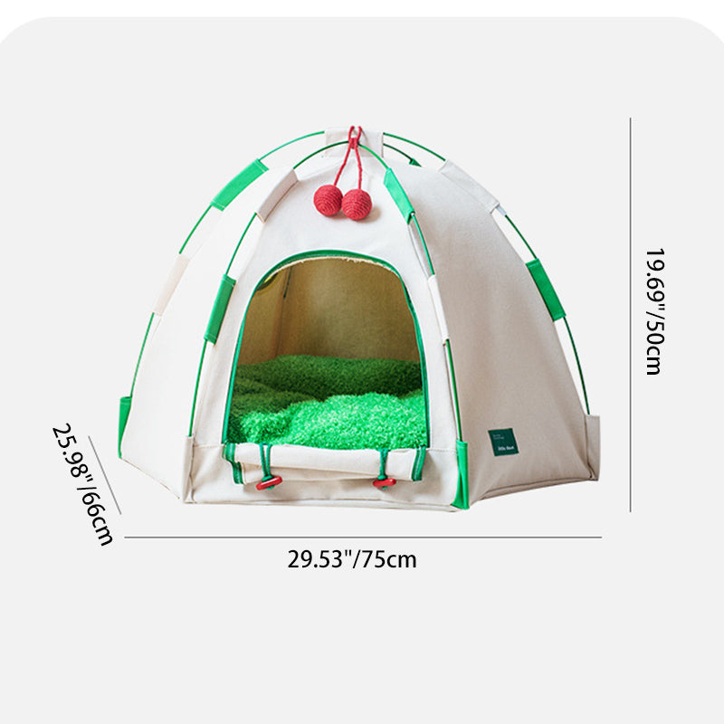 Contemporary Creative Cylindrical Canvas Plush Fabric Hemp Rope Fiberglass Pole Pet Tent Cat Bed For Bedroom Cuvalon