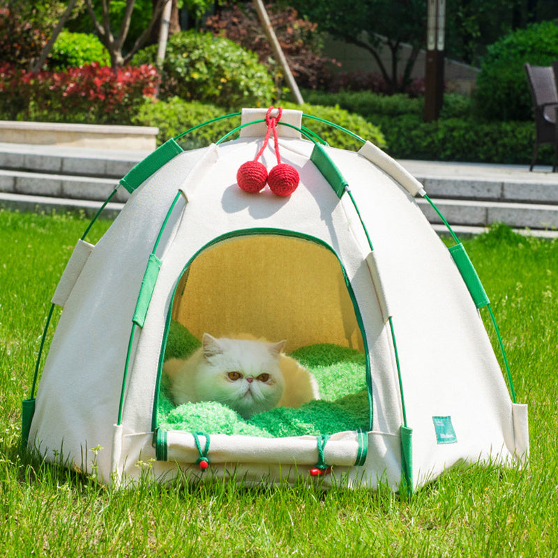 Contemporary Creative Cylindrical Canvas Plush Fabric Hemp Rope Fiberglass Pole Pet Tent Cat Bed For Bedroom Cuvalon