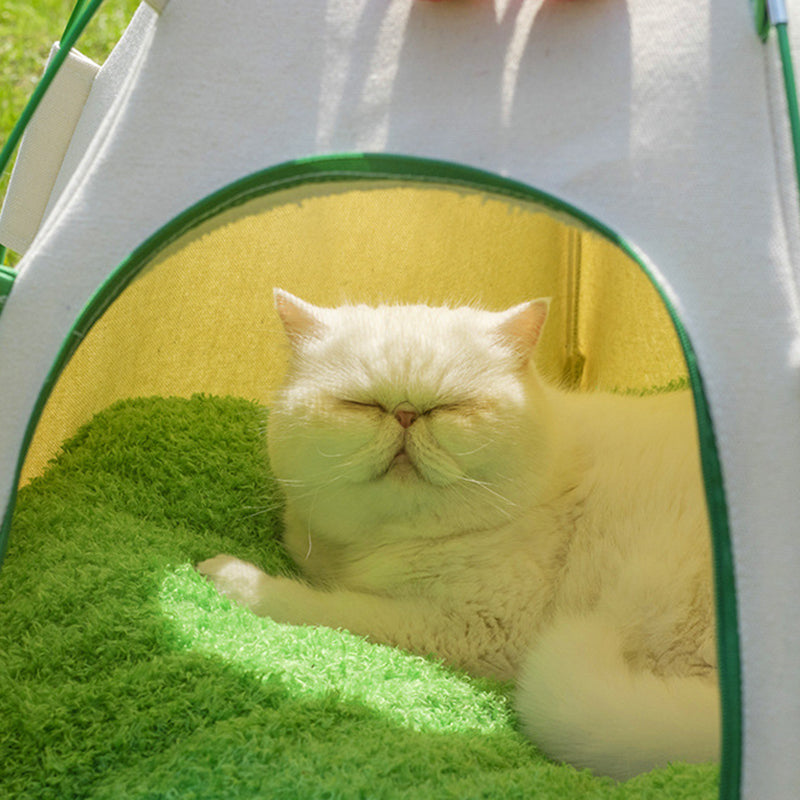 Contemporary Creative Cylindrical Canvas Plush Fabric Hemp Rope Fiberglass Pole Pet Tent Cat Bed For Bedroom Cuvalon