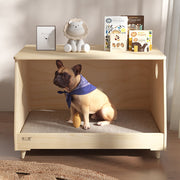 Modern Minimalist Rectangular Cotton-Linen Fabric Solid Pine Wood Pet Dog Bed Cat Bed For Bedroom Cuvalon