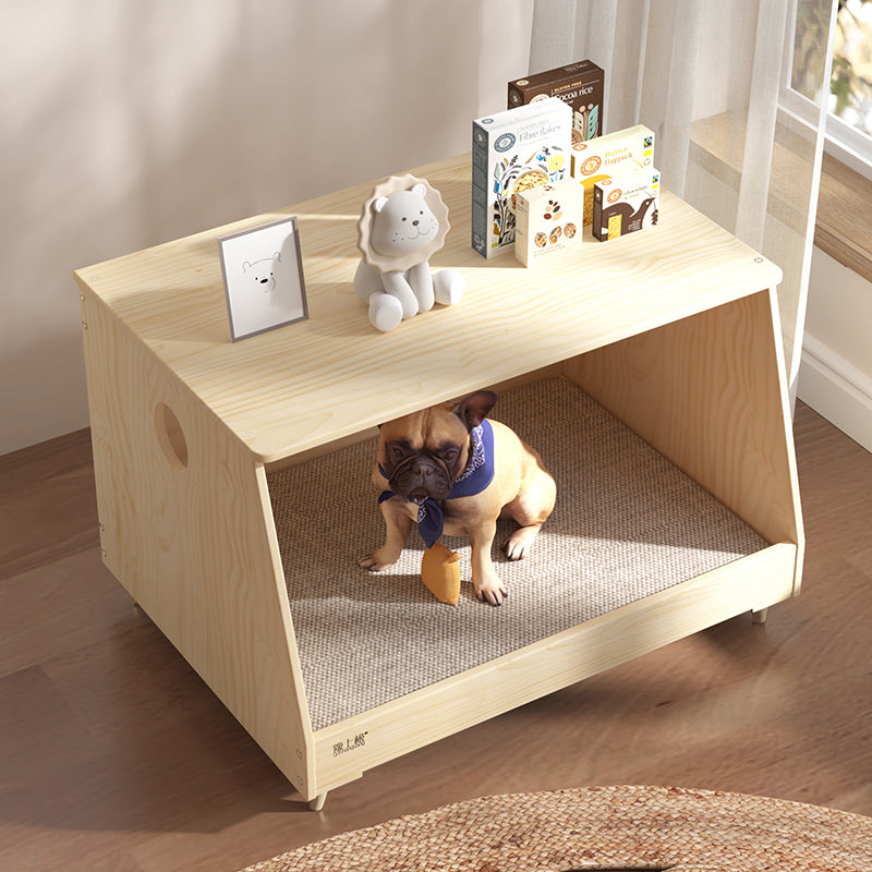Modern Minimalist Rectangular Cotton-Linen Fabric Solid Pine Wood Pet Dog Bed Cat Bed For Bedroom Cuvalon
