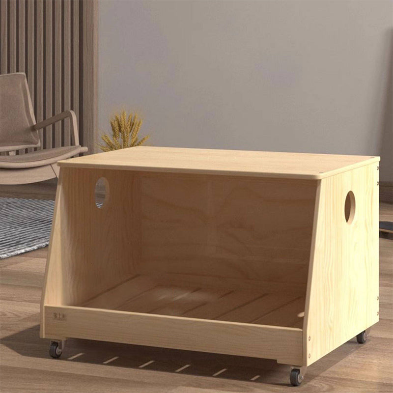 Modern Minimalist Rectangular Cotton-Linen Fabric Solid Pine Wood Pet Dog Bed Cat Bed For Bedroom Cuvalon