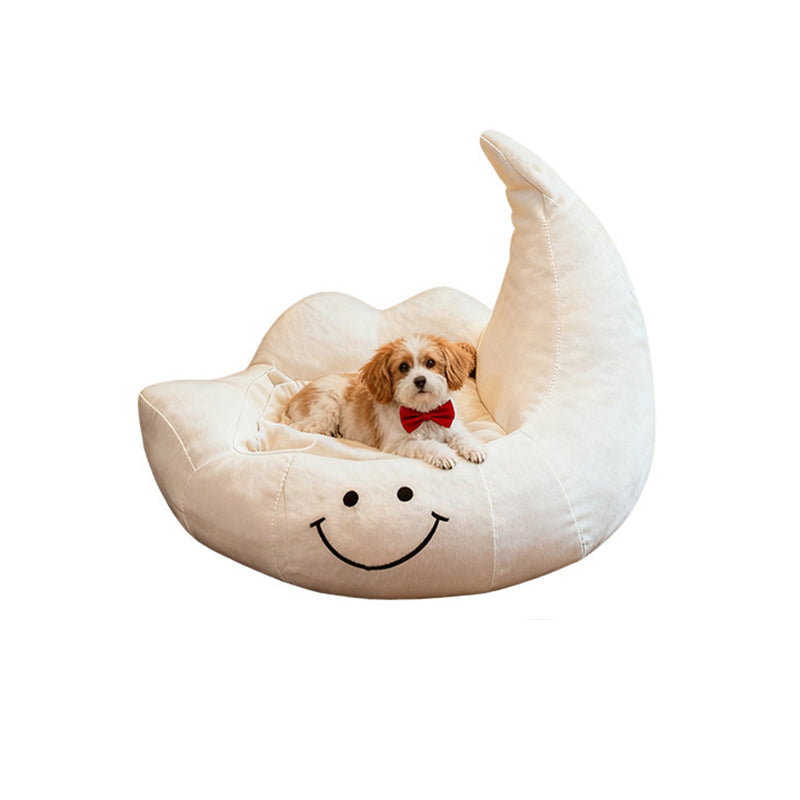 Contemporary Creative Curved Moon-Shaped Velvet Sponge Pet Dog Bed Cat Bed For Bedroom Cuvalon