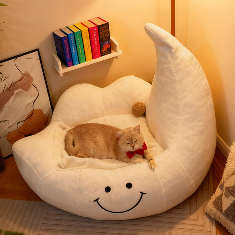 Contemporary Creative Curved Moon-Shaped Velvet Sponge Pet Dog Bed Cat Bed For Bedroom Cuvalon