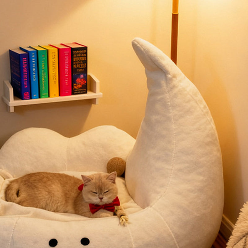 Contemporary Creative Curved Moon-Shaped Velvet Sponge Pet Dog Bed Cat Bed For Bedroom Cuvalon