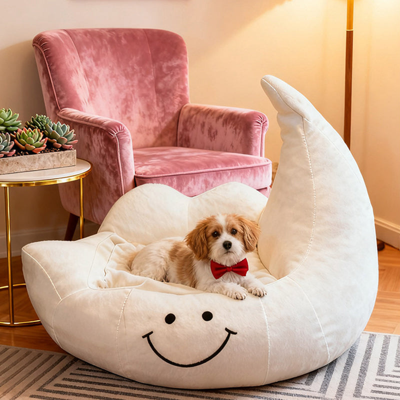 Contemporary Creative Curved Moon-Shaped Velvet Sponge Pet Dog Bed Cat Bed For Bedroom Cuvalon