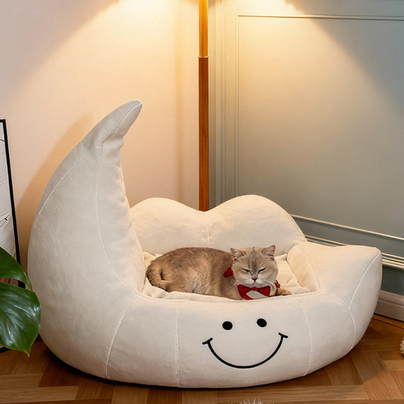 Contemporary Creative Curved Moon-Shaped Velvet Sponge Pet Dog Bed Cat Bed For Bedroom Cuvalon