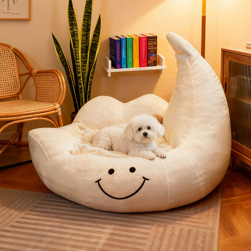 Contemporary Creative Curved Moon-Shaped Velvet Sponge Pet Dog Bed Cat Bed For Bedroom Cuvalon