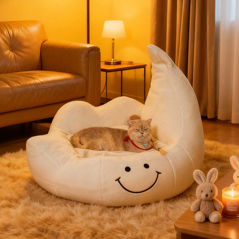Contemporary Creative Curved Moon-Shaped Velvet Sponge Pet Dog Bed Cat Bed For Bedroom Cuvalon