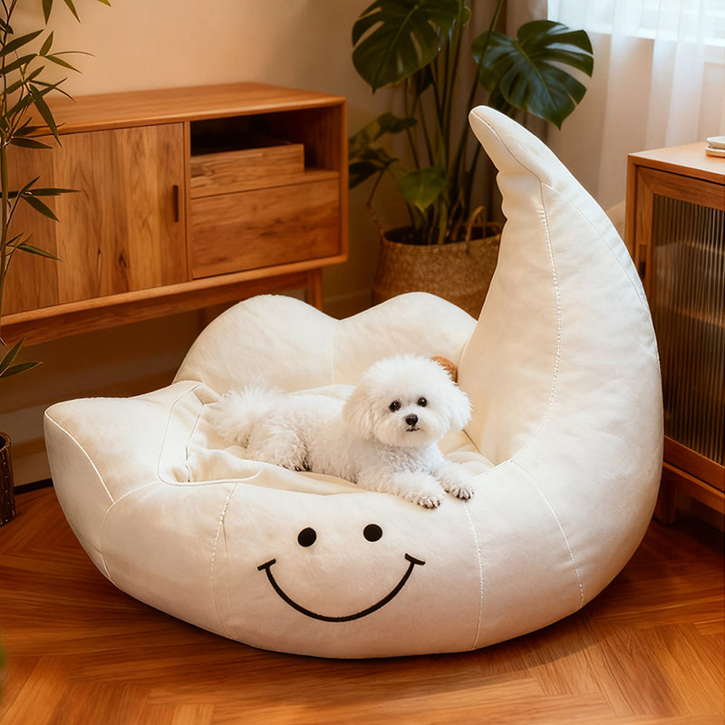 Contemporary Creative Curved Moon-Shaped Velvet Sponge Pet Dog Bed Cat Bed For Bedroom Cuvalon