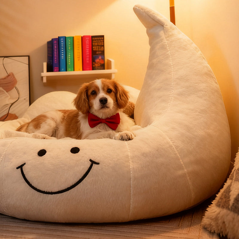 Contemporary Creative Curved Moon-Shaped Velvet Sponge Pet Dog Bed Cat Bed For Bedroom Cuvalon
