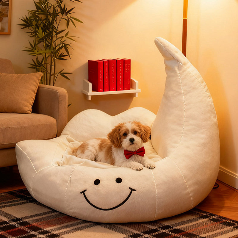 Contemporary Creative Curved Moon-Shaped Velvet Sponge Pet Dog Bed Cat Bed For Bedroom Cuvalon