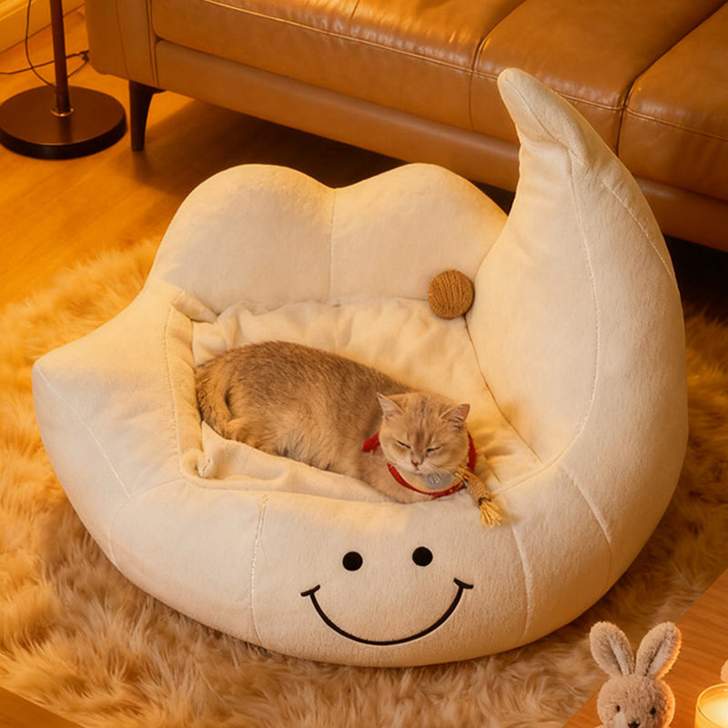 Contemporary Creative Curved Moon-Shaped Velvet Sponge Pet Dog Bed Cat Bed For Bedroom Cuvalon