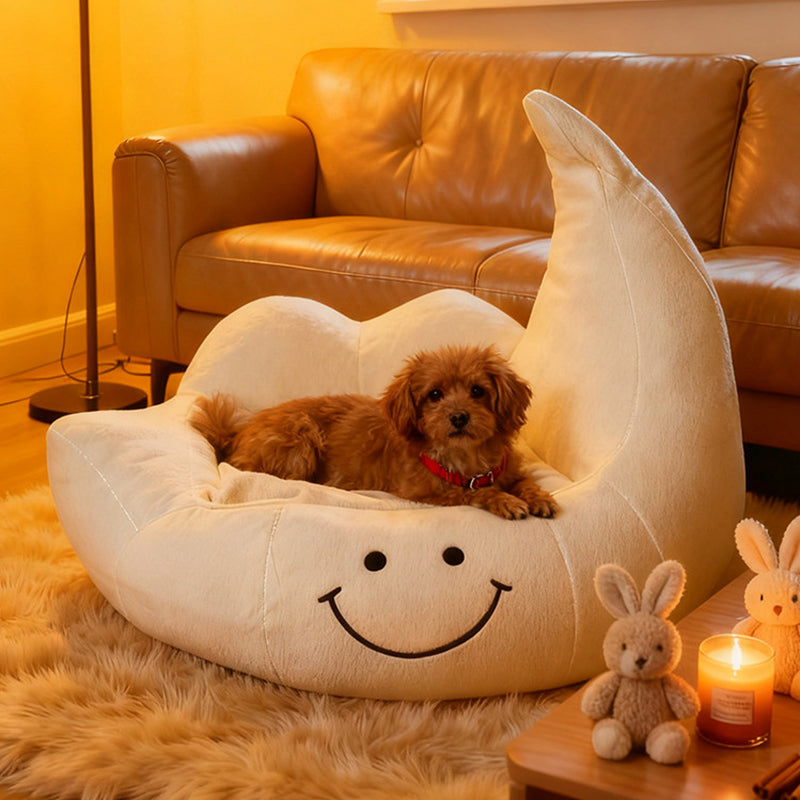 Contemporary Creative Curved Moon-Shaped Velvet Sponge Pet Dog Bed Cat Bed For Bedroom Cuvalon