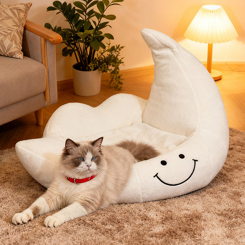 Contemporary Creative Curved Moon-Shaped Velvet Sponge Pet Dog Bed Cat Bed For Bedroom Cuvalon