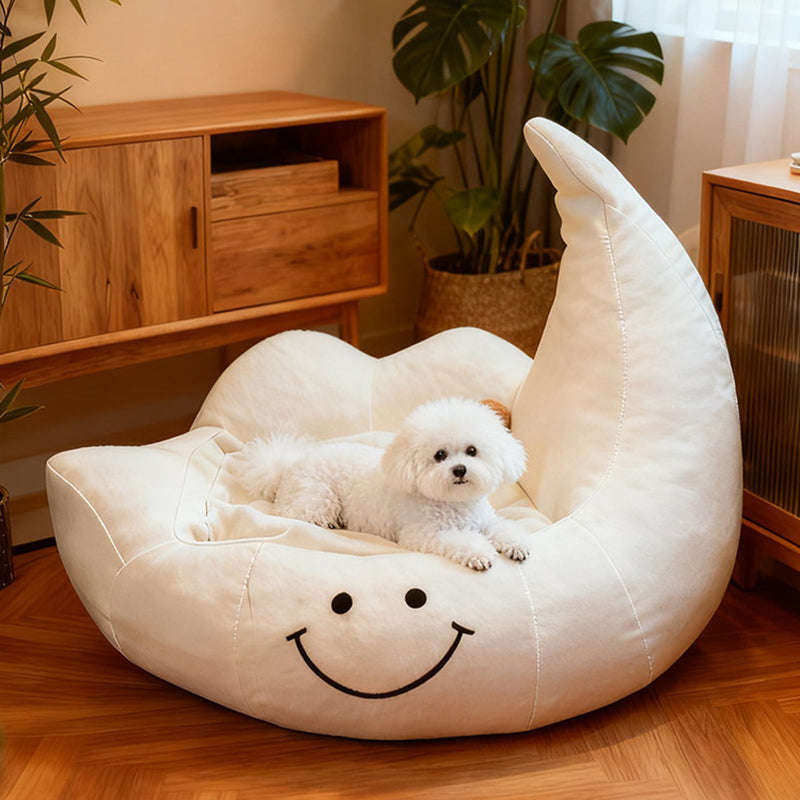 Contemporary Creative Curved Moon-Shaped Velvet Sponge Pet Dog Bed Cat Bed For Bedroom Cuvalon