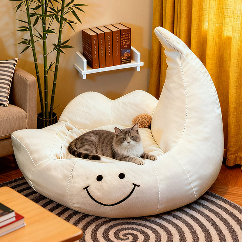 Contemporary Creative Curved Moon-Shaped Velvet Sponge Pet Dog Bed Cat Bed For Bedroom Cuvalon