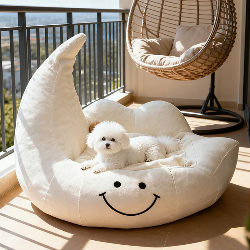 Contemporary Creative Curved Moon-Shaped Velvet Sponge Pet Dog Bed Cat Bed For Bedroom Cuvalon