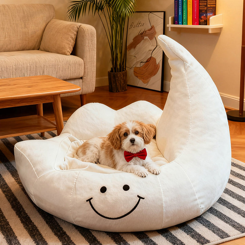 Contemporary Creative Curved Moon-Shaped Velvet Sponge Pet Dog Bed Cat Bed For Bedroom Cuvalon