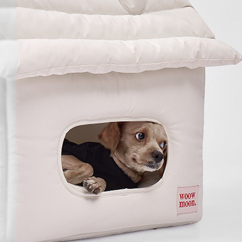 Modern Minimalist House Shaped Plastic Polyester Cotton PP Cotton Pet Waterproof Dog Bed Cat Bed For Bedroom Cuvalon